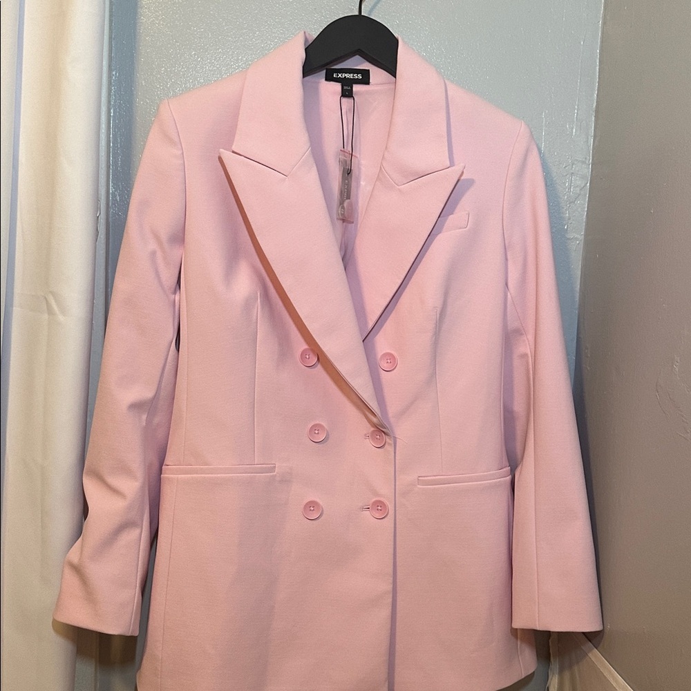 Express Double-Breasted Light Pink Blazer - Picture 3 of 9